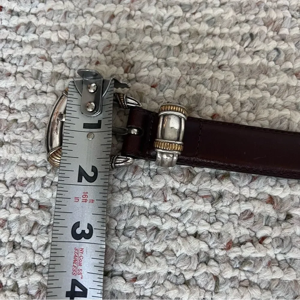 Vintage Fossil Brown Leather Belt With Ornate Buckle